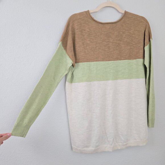 Madewell Palmdale Linen Blend Colorblocked Slouchy Pullover Sweater NWT Size XXS - Picture 7 of 7